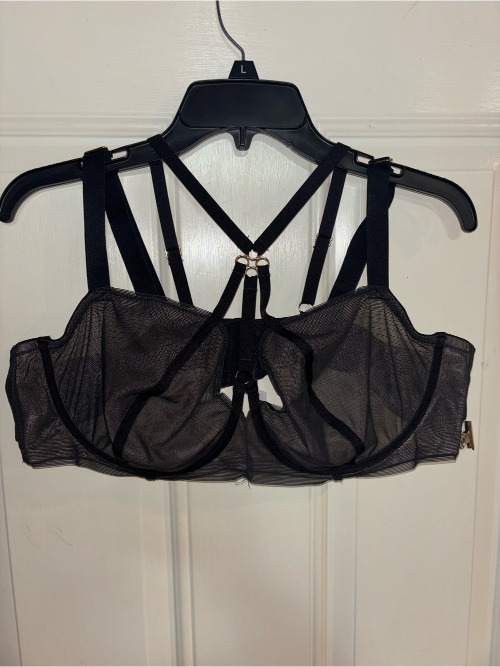 Adore Me Black Sheer Strappy Underwire Bra